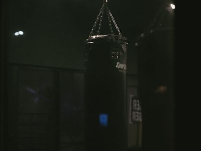 Detailed view of training equipment in a dark room