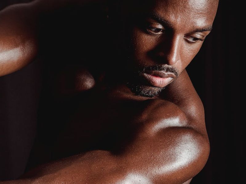 Intense orange light highlighting a fitness space